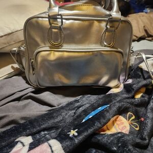 Metallic Silver Women's Satchel Bag